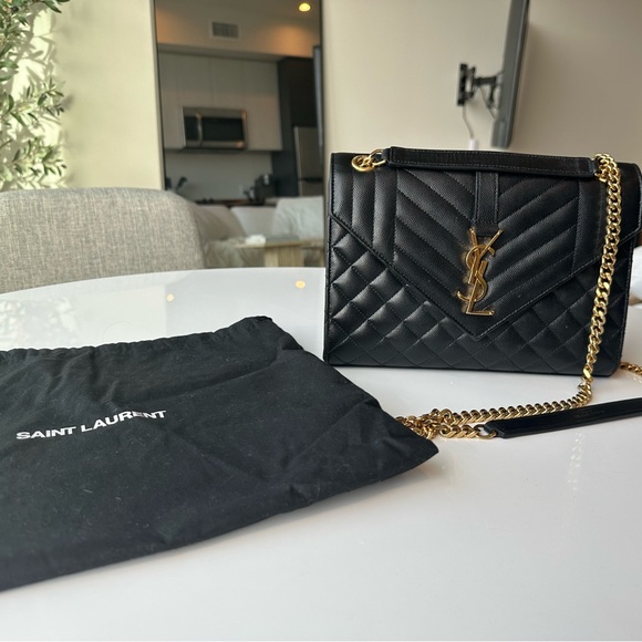 Yves Saint Laurent Bags Ysl Triquilted Medium Envelope Blackgold 222 Poshmark